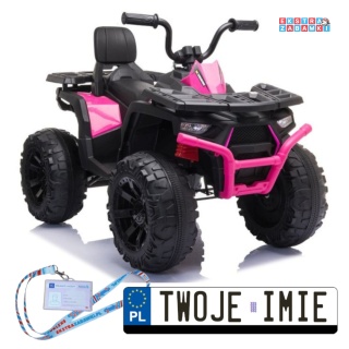 Różowy Quad JC333 na akumulator - 2x200W 12V/9Ah, EVA, LED, kluczyk, panel audio, do 8km/h [8274]