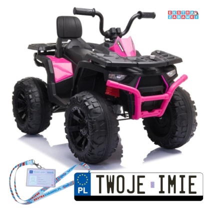 Różowy Quad JC333 na akumulator - 2x200W 12V/9Ah, EVA, LED, kluczyk, panel audio, do 8km/h [8274]