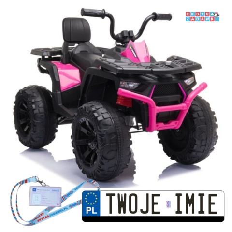 Różowy Quad JC333 na akumulator - 2x200W 12V/9Ah, EVA, LED, kluczyk, panel audio, do 8km/h [8274]