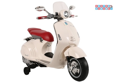 Beżowy Skuter Vespa GTS 300 na akumulator - 2x45W 6V 4.5Ah, ekoskóra, LED, panel muzyczny, automatyczny hamulec - [5354]