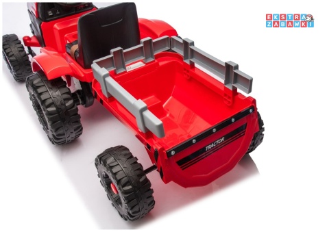 Traktor CH9959B z przyczepą na akumulator - czerwony, 2x120W, EVA, LED, Bluetooth, pilot [28771]