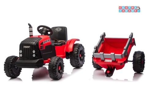 Traktor CH9959B z przyczepą na akumulator - czerwony, 2x120W, EVA, LED, Bluetooth, pilot [28771]