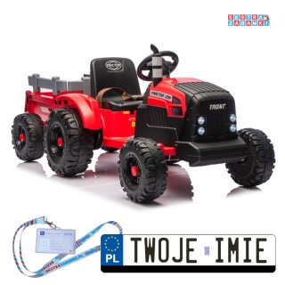 Traktor CH9959B z przyczepą na akumulator - czerwony, 2x120W, EVA, LED, Bluetooth, pilot [28771]