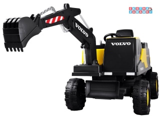 Koparka VOLVO z łyżką na akumulator - żółta, 2x45W, 12V/14Ah, pilot, EVA, LED, panel muzyczny [PA0283]