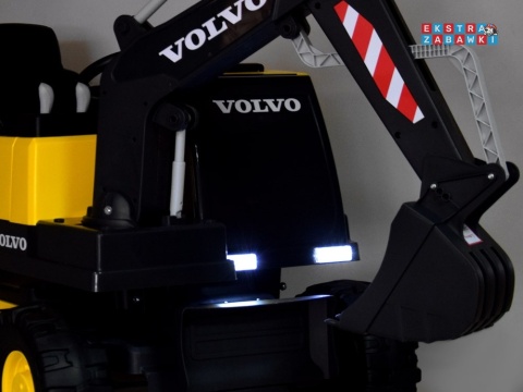 Koparka VOLVO z łyżką na akumulator - żółta, 2x45W, 12V/14Ah, pilot, EVA, LED, panel muzyczny [PA0283]