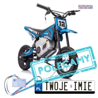 Niebieski Motor Cross A9901 na akumulator - 1x350W, 36V/9Ah, zawieszenie hydrauliczne, opony pompowane, ekoskóra - [20230]