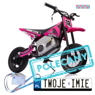Różowy Motor Cross A9901 na akumulator - 1x350W, 36V/9Ah, zawieszenie hydrauliczne, opony pompowane, ekoskóra - [20234]