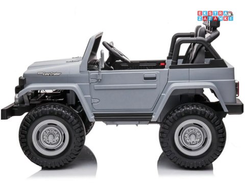 Toyota Land Cruiser dwuosobowa na akumulator - szary, 4x100W 24V/7Ah, EVA, ekoskóra, 3-punktowe pasy, pilot [PA0285]