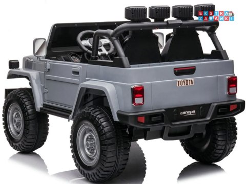 Toyota Land Cruiser dwuosobowa na akumulator - szary, 4x100W 24V/7Ah, EVA, ekoskóra, 3-punktowe pasy, pilot [PA0285]
