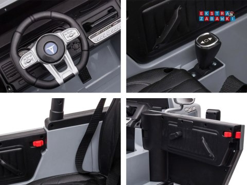 Toyota Land Cruiser dwuosobowa na akumulator - szary, 4x100W 24V/7Ah, EVA, ekoskóra, 3-punktowe pasy, pilot [PA0285]