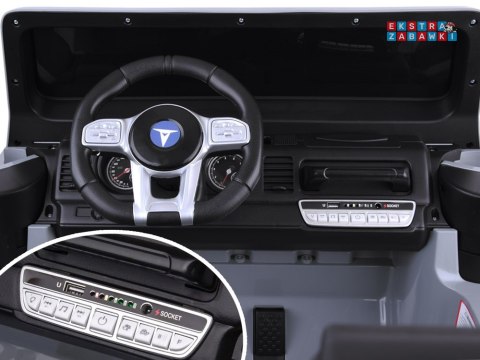 Toyota Land Cruiser dwuosobowa na akumulator - szary, 4x100W 24V/7Ah, EVA, ekoskóra, 3-punktowe pasy, pilot [PA0285]