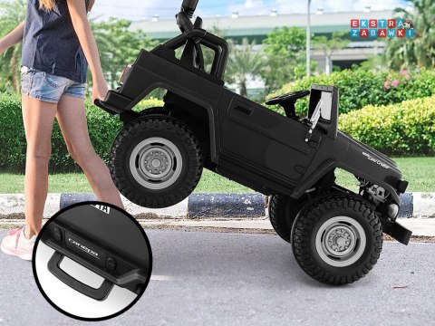 Toyota Land Cruiser dwuosobowa na akumulator - szary, 4x100W 24V/7Ah, EVA, ekoskóra, 3-punktowe pasy, pilot [PA0285]