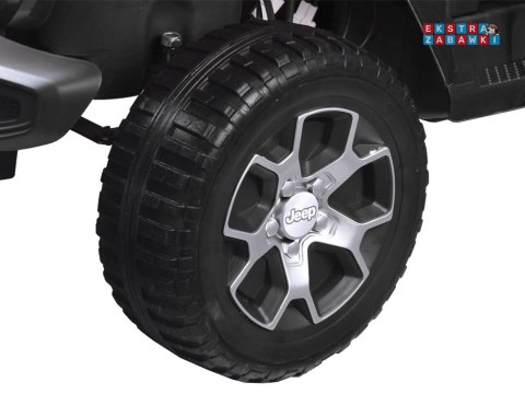 Czarny Jeep Wrangler Rubicon na akumulator - 4x45W 12V/10Ah, EVA, ekoskóra, 5-punktowe pasy, LED, pilot [PA0223]