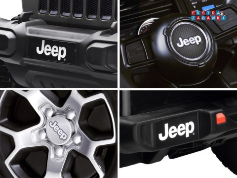 Czarny Jeep Wrangler Rubicon na akumulator - 4x45W 12V/10Ah, EVA, ekoskóra, 5-punktowe pasy, LED, pilot [PA0223]