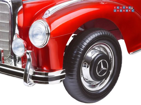 Czerwony Mercedes 300s lakierowana karoseria na akumulator - 2x35W 12V/7Ah, EVA, ekoskóra, BT, światła, pilot [PA0082]