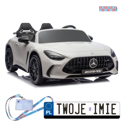 Biały Mercedes GT63 AMG DK-GT63 na akumulator - 4x200W 24V/14Ah, ekran LCD, BT, EVA, LED, ekoskóra, pilot [29022]