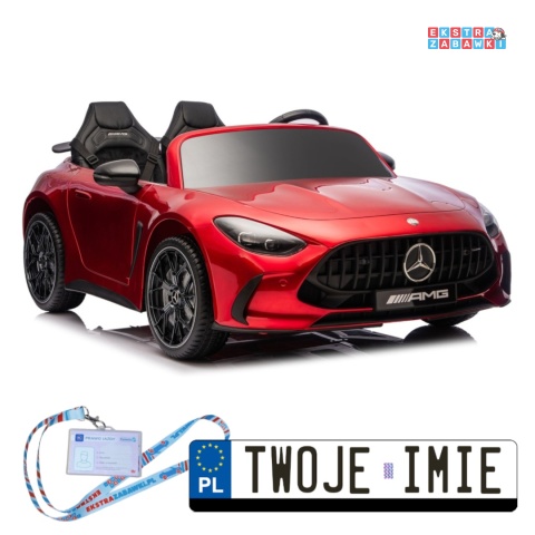 Czerwony lakierowany Mercedes GT63 AMG DK-GT63 na akumulator - 4x200W 24V/14Ah, ekran LCD, BT, EVA, LED, ekoskóra, pilot [29029]