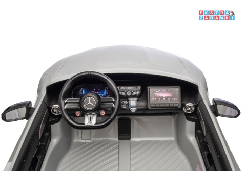Jasno szary lakierowany Mercedes GT63 AMG DK-GT63 na akumulator - 4x200W 24V/14Ah, ekran LCD, BT, EVA, ekoskóra, pilot [29090]