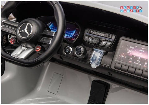 Jasno szary lakierowany Mercedes GT63 AMG DK-GT63 na akumulator - 4x200W 24V/14Ah, ekran LCD, BT, EVA, ekoskóra, pilot [29090]