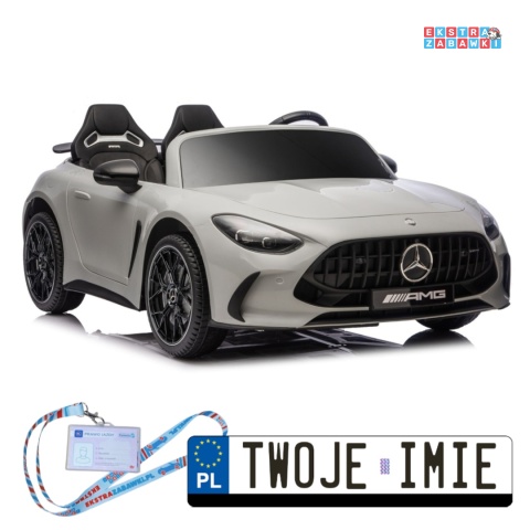 Jasno szary lakierowany Mercedes GT63 AMG DK-GT63 na akumulator - 4x200W 24V/14Ah, ekran LCD, BT, EVA, ekoskóra, pilot [29090]