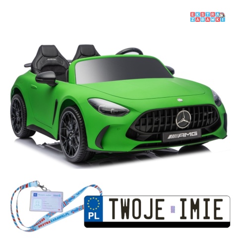 Zielony matowy Mercedes GT63 AMG DK-GT63 na akumulator - 4x200W 24V/14Ah, ekran LCD, BT, EVA, LED, ekoskóra, pilot [29028]