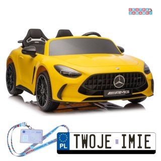 Żółty Mercedes GT63 AMG DK-GT63 na akumulator - 4x200W 24V/14Ah, ekran LCD, BT, EVA, LED, ekoskóra, pilot [29025]