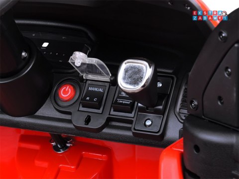RAM pickup straż pożarna na akumulator - czerwony, 4x25W 12V/10Ah, EVA, panel muzyczny, ekoskóra, koguty [PA0323]