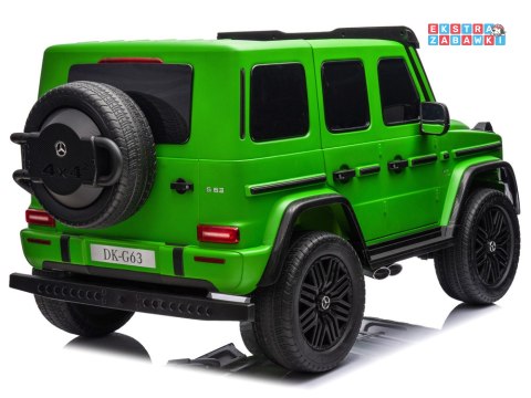Mercedes G klasa 63 AMG 2-osobowy na akumulator - zielony, 4x200W 24V/7Ah, MP4, lakierowana karoseria, ekoskóra, pilot [PA0309]