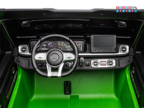 Mercedes G klasa 63 AMG 2-osobowy na akumulator - zielony, 4x200W 24V/7Ah, MP4, lakierowana karoseria, ekoskóra, pilot [PA0309]