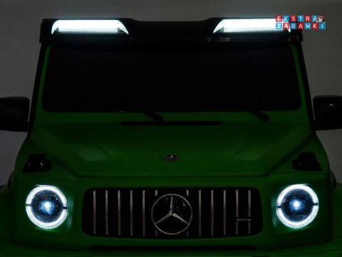 Mercedes G klasa 63 AMG 2-osobowy na akumulator - zielony, 4x200W 24V/7Ah, MP4, lakierowana karoseria, ekoskóra, pilot [PA0309]