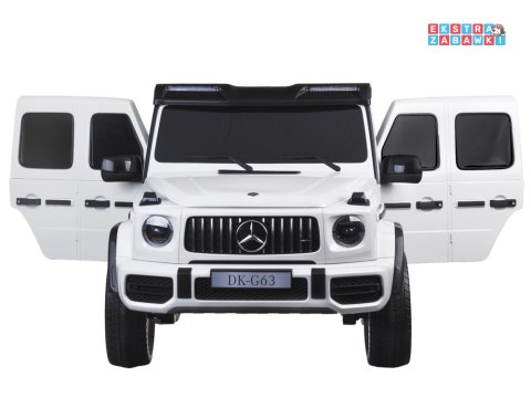 Mercedes G klasa 63 AMG 2-osobowy na akumulator - biały, 4x200W 24V/7Ah, MP4, ekoskóra, pilot [PA0309]