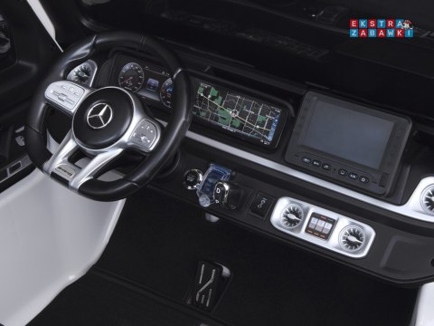 Mercedes G klasa 63 AMG 2-osobowy na akumulator - biały, 4x200W 24V/7Ah, MP4, ekoskóra, pilot [PA0309]