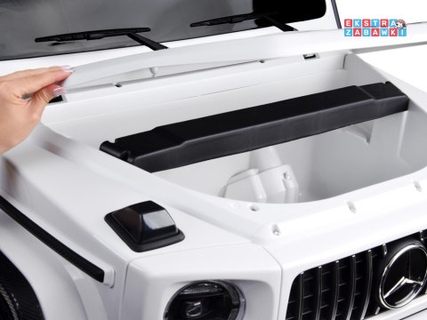 Mercedes G klasa 63 AMG 2-osobowy na akumulator - biały, 4x200W 24V/7Ah, MP4, ekoskóra, pilot [PA0309]