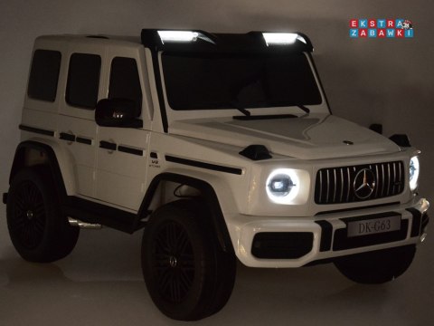 Mercedes G klasa 63 AMG 2-osobowy na akumulator - biały, 4x200W 24V/7Ah, MP4, ekoskóra, pilot [PA0309]
