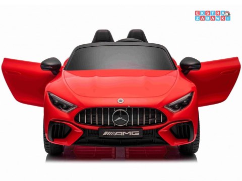 Mercedes SL 63 AMG na akumulator - czerwony, 4x200W 24V/7Ah, EVA, ekoskóra, 5-punktowe pasy, LED, pilot [PA0303]
