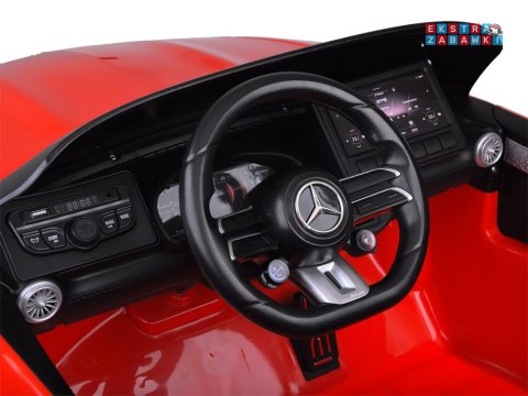 Mercedes SL 63 AMG na akumulator - czerwony, 4x200W 24V/7Ah, EVA, ekoskóra, 5-punktowe pasy, LED, pilot [PA0303]