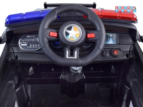 Auto radiowóz policyjny na akumulator - 12V/4.5Ah, EVA, panel dźwiękowy, syrena, megafon, pilot, policja [PA0218]