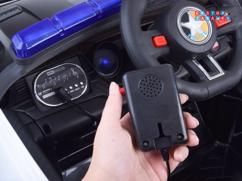 Auto radiowóz policyjny na akumulator - 12V/4.5Ah, EVA, panel dźwiękowy, syrena, megafon, pilot, policja [PA0218]
