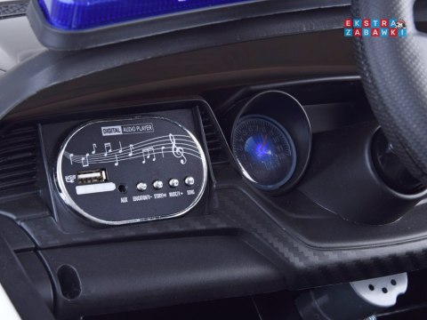 Auto radiowóz policyjny na akumulator - 12V/4.5Ah, EVA, panel dźwiękowy, syrena, megafon, pilot, policja [PA0218]