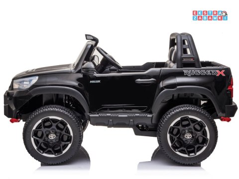 Czarna dwuosobowa Toyota Hilux na akumulator - 4x45W 12V/20Ah, BT, LED, ekoskóra, EVA, pilot [PA0250]