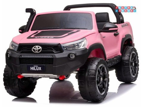 Różowa dwuosobowa Toyota Hilux na akumulator - 4x45W 12V/20Ah, BT, LED, ekoskóra, EVA, pilot [PA0250]