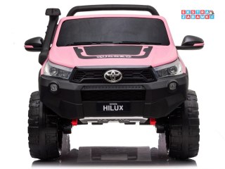 Różowa dwuosobowa Toyota Hilux na akumulator - 4x45W 12V/20Ah, BT, LED, ekoskóra, EVA, pilot [PA0250]