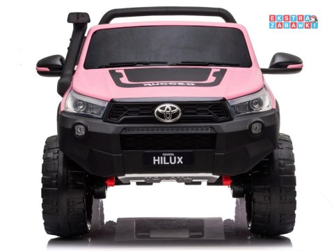 Różowa dwuosobowa Toyota Hilux na akumulator - 4x45W 12V/20Ah, BT, LED, ekoskóra, EVA, pilot [PA0250]