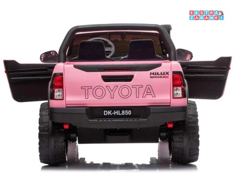 Różowa dwuosobowa Toyota Hilux na akumulator - 4x45W 12V/20Ah, BT, LED, ekoskóra, EVA, pilot [PA0250]
