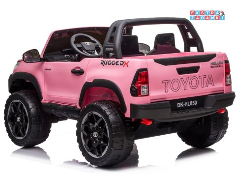 Różowa dwuosobowa Toyota Hilux na akumulator - 4x45W 12V/20Ah, BT, LED, ekoskóra, EVA, pilot [PA0250]