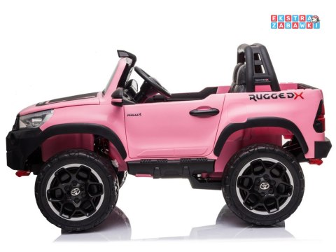 Różowa dwuosobowa Toyota Hilux na akumulator - 4x45W 12V/20Ah, BT, LED, ekoskóra, EVA, pilot [PA0250]