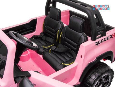 Różowa dwuosobowa Toyota Hilux na akumulator - 4x45W 12V/20Ah, BT, LED, ekoskóra, EVA, pilot [PA0250]