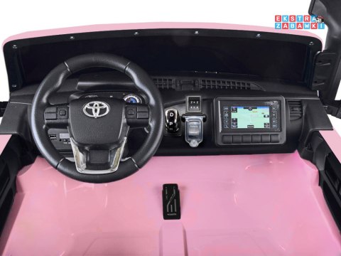 Różowa dwuosobowa Toyota Hilux na akumulator - 4x45W 12V/20Ah, BT, LED, ekoskóra, EVA, pilot [PA0250]