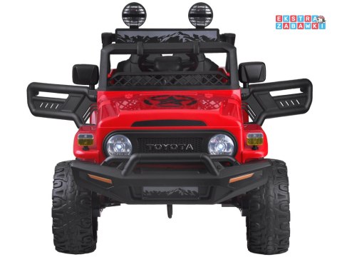 Toyota FJ Cruiser na akumulator - czerwony, 2x35W 12V/4.5Ah, pilot, EVA, ekoskóra, 3-punktowe pasy [PA0301]