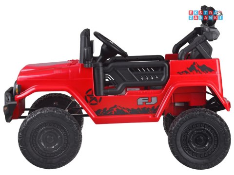 Toyota FJ Cruiser na akumulator - czerwony, 2x35W 12V/4.5Ah, pilot, EVA, ekoskóra, 3-punktowe pasy [PA0301]